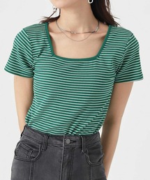 前後2WAYリブボーダーTシャツ