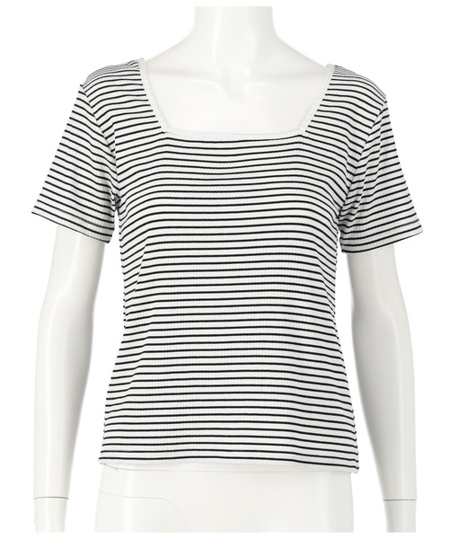 ANAP（アナップ）の「前後2WAYリブボーダーTシャツ（Tシャツ/カットソー・レディース・アイボリー/ブラック/グリーン・FREE）」の13枚目の写真