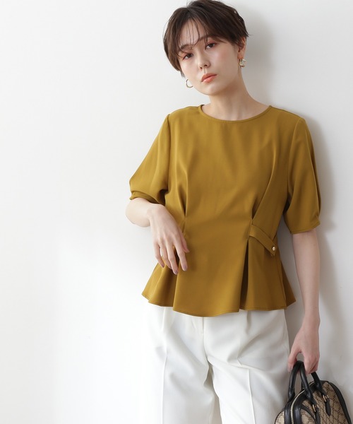 N.（N. Natural Beauty Basic）（エヌエヌナチュラルビューティーベーシック）の「◆サイドボタンペプラムブラウス（シャツ/ブラウス・レディース・オフホワイト/ブラウン/ブルー/イエロー・MEDIUM）」の4枚目の写真