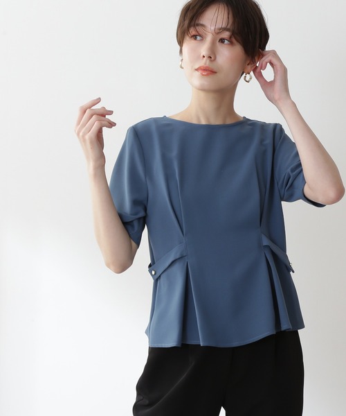 N.（N. Natural Beauty Basic）（エヌエヌナチュラルビューティーベーシック）の「◆サイドボタンペプラムブラウス（シャツ/ブラウス・レディース・オフホワイト/ブラウン/ブルー/イエロー・MEDIUM）」の3枚目の写真