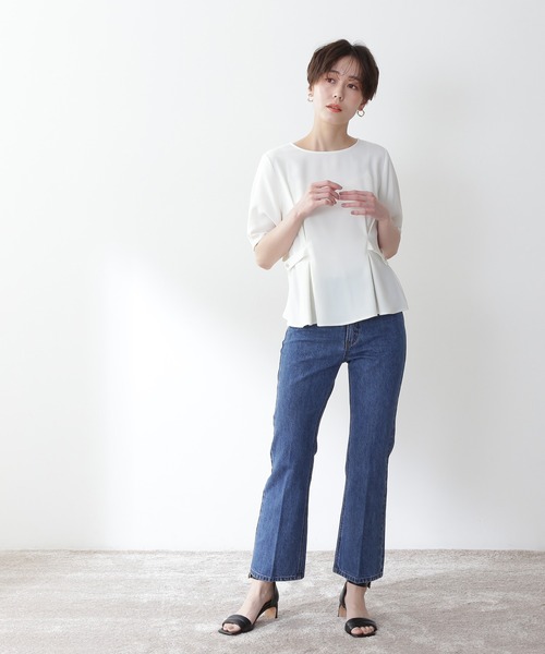 N.（N. Natural Beauty Basic）（エヌエヌナチュラルビューティーベーシック）の「◆サイドボタンペプラムブラウス（シャツ/ブラウス・レディース・オフホワイト/ブラウン/ブルー/イエロー・MEDIUM）」の7枚目の写真