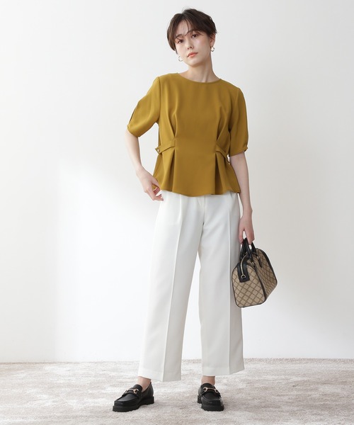 N.（N. Natural Beauty Basic）（エヌエヌナチュラルビューティーベーシック）の「◆サイドボタンペプラムブラウス（シャツ/ブラウス・レディース・オフホワイト/ブラウン/ブルー/イエロー・MEDIUM）」の6枚目の写真