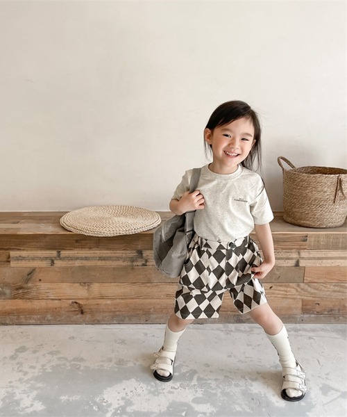 aimoha（アイモハ）の「aimoha-KIDS- 子供服　ハーリキンチェック柄ハーフパンツ（その他パンツ・キッズ・ブラック/ブラウン・90/100/110/120/80/130）」の3枚目の写真