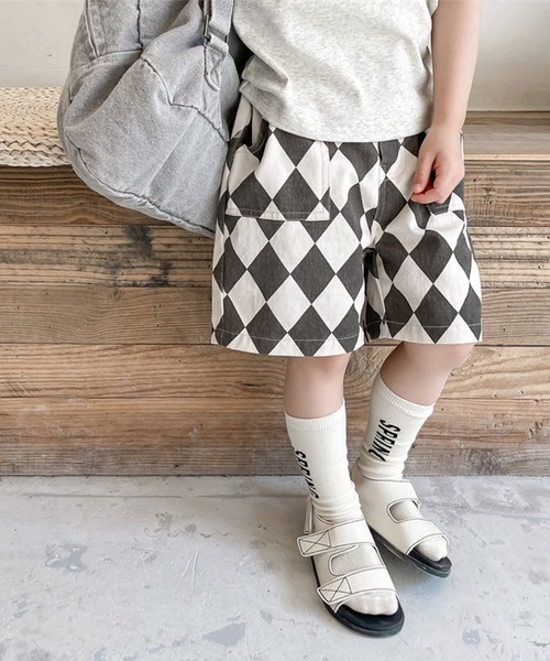 aimoha（アイモハ）の「aimoha-KIDS- 子供服　ハーリキンチェック柄ハーフパンツ（その他パンツ・キッズ・ブラック/ブラウン・90/100/110/120/80/130）」の5枚目の写真