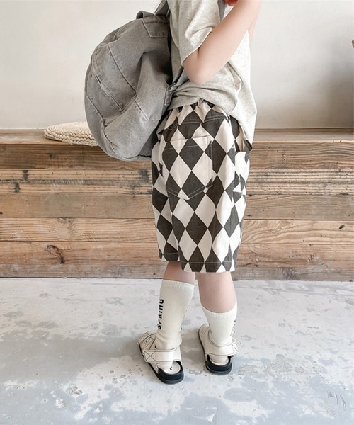 aimoha（アイモハ）の「aimoha-KIDS- 子供服　ハーリキンチェック柄ハーフパンツ（その他パンツ・キッズ・ブラック/ブラウン・90/100/110/120/80/130）」の6枚目の写真