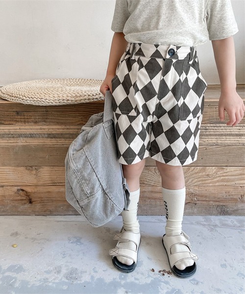 aimoha（アイモハ）の「aimoha-KIDS- 子供服　ハーリキンチェック柄ハーフパンツ（その他パンツ・キッズ・ブラック/ブラウン・90/100/110/120/80/130）」の11枚目の写真