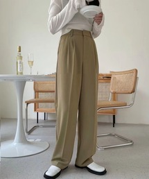 【5色展開 /4サイズ 】センタープレスハイウエストカラータックスラックス