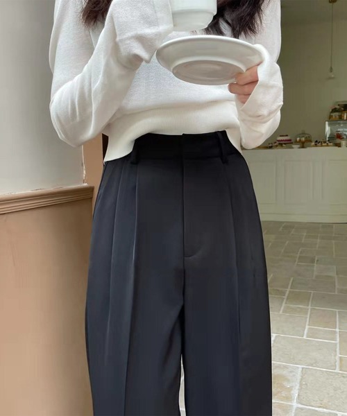 me+em select（ミームセレクト）の「【５色展開 ／４サイズ 】センタープレスハイウエストカラータックスラックス（スラックス・レディース・ブラック/パープル/ホワイト/ダークベージュ/グリーン・SMALL/LARGE/MEDIUM/X-LARGE）」の21枚目の写真