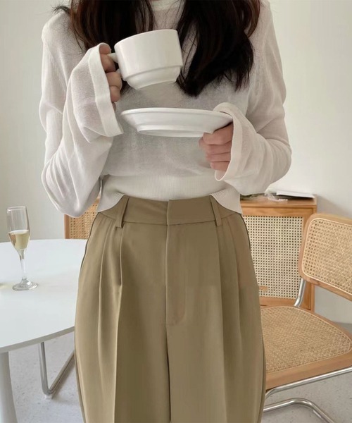 me+em select（ミームセレクト）の「【５色展開 ／４サイズ 】センタープレスハイウエストカラータックスラックス（スラックス・レディース・ブラック/パープル/ホワイト/ダークベージュ/グリーン・SMALL/LARGE/MEDIUM/X-LARGE）」の16枚目の写真