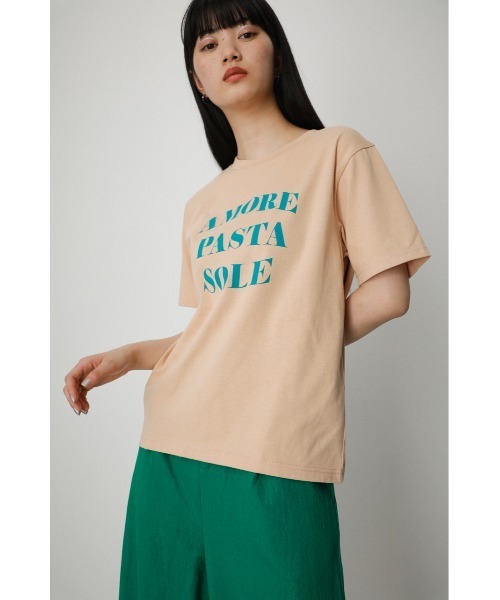 AZUL by moussy(アズールバイマウジー)の「A/F COLOR LETTER TEE/A/FカラーレターTEE(Tシャツ/カットソー・レディース・杢グレー/ホワイト/オレンジ系その他・MEDIUM/SMALL)」の1枚目の写真