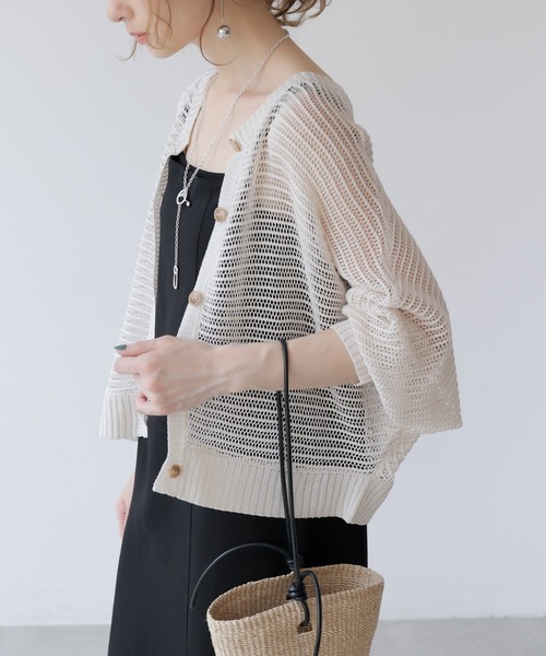 frames RAY CASSIN（フレームスレイカズン）の「WEB限定．前後2WAYシアーニットカーデ（カーディガン/ボレロ・レディース・キナリ/ミント・FREE）」の10枚目の写真