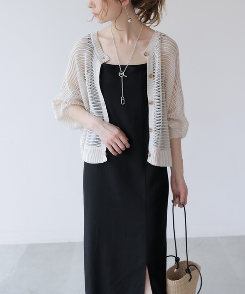 frames RAY CASSIN（フレームスレイカズン）の「WEB限定．前後2WAYシアーニットカーデ（カーディガン/ボレロ・レディース・キナリ/ミント・FREE）」の13枚目の写真
