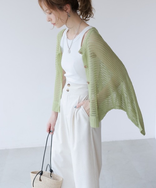 frames RAY CASSIN（フレームスレイカズン）の「WEB限定．前後2WAYシアーニットカーデ（カーディガン/ボレロ・レディース・キナリ/ミント・FREE）」の19枚目の写真