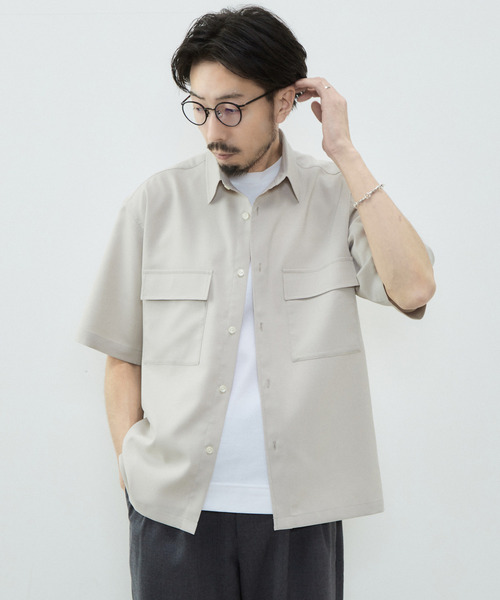 MEN'S MELROSE(メンズメルローズ)の「リフラクスポプリンオーバーシャツ(シャツ/ブラウス・メンズ・ベージュ/ブルー/ラベンダー/チャコールグレー/グレイッシュベージュ・2/3/4)」の3枚目の写真