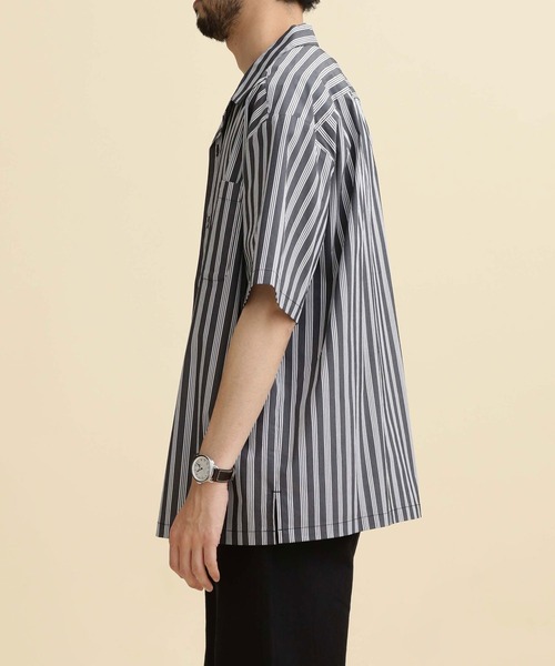 NANO universe（ナノユニバース）の「LB.04/ストライプコットンオープンカラーシャツ（シャツ/ブラウス・メンズ・チャコール/ネイビー/ホワイト・XL/S/M/L）」の7枚目の写真