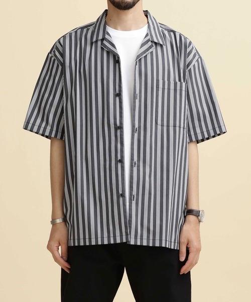 NANO universe（ナノユニバース）の「LB.04/ストライプコットンオープンカラーシャツ（シャツ/ブラウス・メンズ・チャコール/ネイビー/ホワイト・XL/S/M/L）」の11枚目の写真