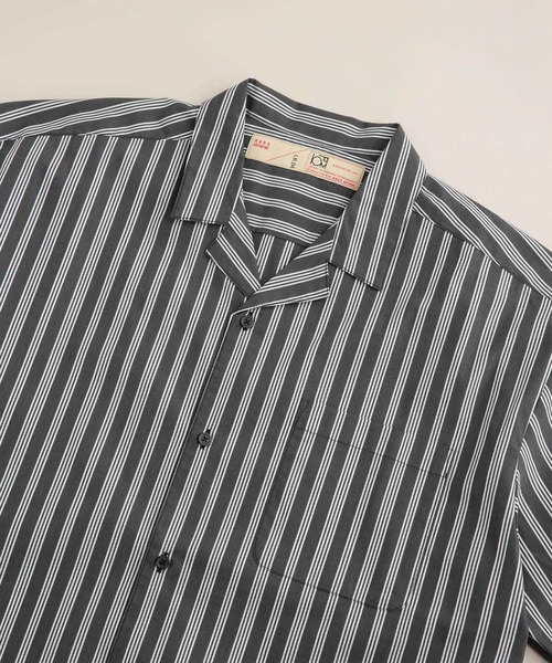 NANO universe（ナノユニバース）の「LB.04/ストライプコットンオープンカラーシャツ（シャツ/ブラウス・メンズ・チャコール/ネイビー/ホワイト・XL/S/M/L）」の9枚目の写真