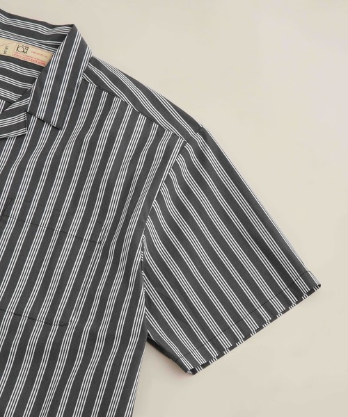 NANO universe（ナノユニバース）の「LB.04/ストライプコットンオープンカラーシャツ（シャツ/ブラウス・メンズ・チャコール/ネイビー/ホワイト・XL/S/M/L）」の5枚目の写真