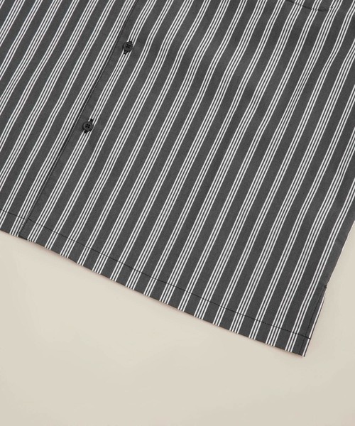 新品　nanouniverse　ストライプコットンカラーオープンシャツ　ベージュ SALE／50%OFFNANO universe LB.04⁄ストライプコットン