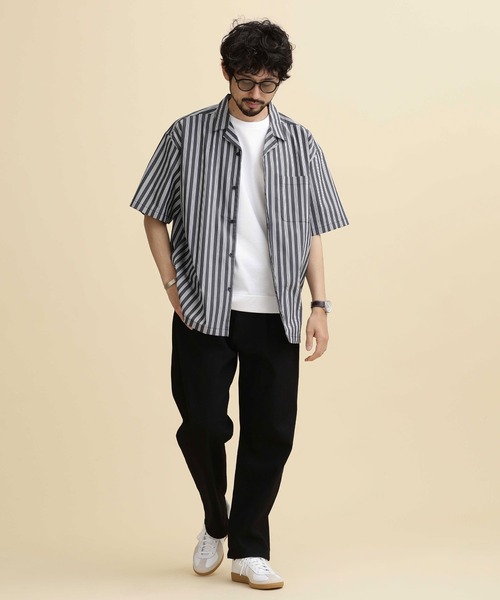 NANO universe（ナノユニバース）の「LB.04/ストライプコットンオープンカラーシャツ（シャツ/ブラウス・メンズ・チャコール/ネイビー/ホワイト・XL/S/M/L）」の10枚目の写真