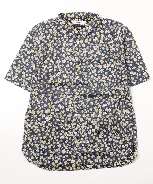 シャツ ブラウス トップス 60ローン小花柄pレギュラーカラー半袖シャツ シャツ ブラウス Quadro