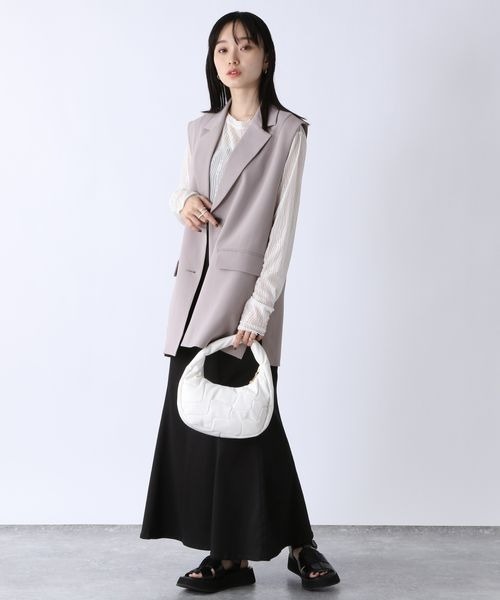 JEANASIS（ジーナシス）の「キルティングMOONBAG/344219（ショルダーバッグ・レディース・ブラック/オフホワイト/ライトパープル・FREE）」の4枚目の写真