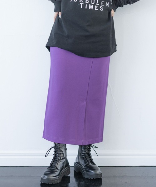 PBLIM（ページボーイリム）の「PAGEBOYLIM/スリットIラインスカート（スカート・レディース・ブラック/オレンジ/グリーン/ダークグリーン/パープル・FREE）」の4枚目の写真