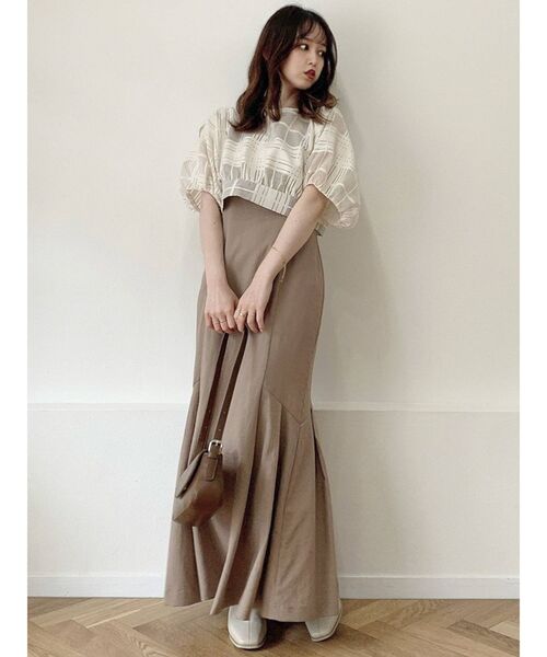 dazzlin(ダズリン)の「シアーチェックコンビセットワンピース(ワンピース・レディース・オフホワイト/ブラック/ブラウン/カーキ・SMALL/MEDIUM)」の6枚目の写真