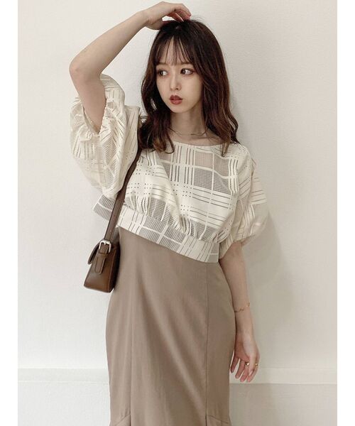 dazzlin(ダズリン)の「シアーチェックコンビセットワンピース(ワンピース・レディース・オフホワイト/ブラック/ブラウン/カーキ・SMALL/MEDIUM)」の10枚目の写真