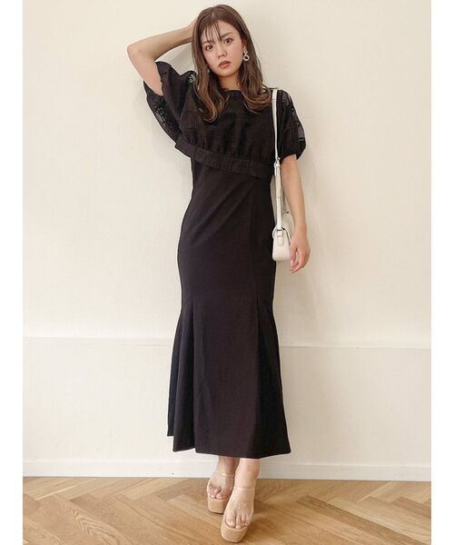 dazzlin(ダズリン)の「シアーチェックコンビセットワンピース(ワンピース・レディース・オフホワイト/ブラック/ブラウン/カーキ・SMALL/MEDIUM)」の17枚目の写真