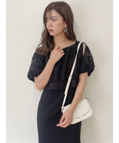 dazzlin(ダズリン)の「シアーチェックコンビセットワンピース(ワンピース・レディース・オフホワイト/ブラック/ブラウン/カーキ・SMALL/MEDIUM)」の7枚目の写真