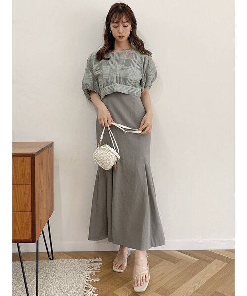 dazzlin(ダズリン)の「シアーチェックコンビセットワンピース(ワンピース・レディース・オフホワイト/ブラック/ブラウン/カーキ・SMALL/MEDIUM)」の21枚目の写真