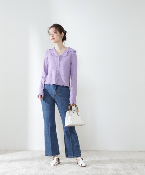 N.（N. Natural Beauty Basic）（エヌエヌナチュラルビューティーベーシック）の「【横田ひかるさん着用】【追加生産】【S Size Line】ナチュラルフレアデニムパンツ（その他パンツ・レディース・ブルー系その他/ブルー/ネイビー・MEDIUM/SMALL）」の11枚目の写真