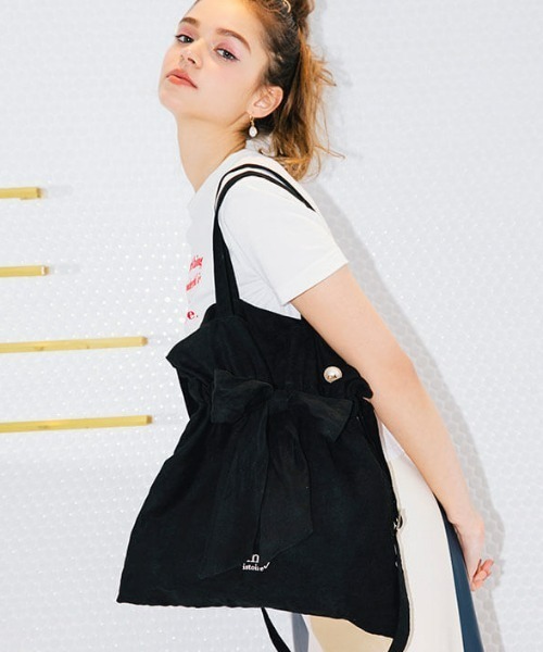 EIMY ISTOIRE（エイミーイストワール）の「リボン2WAYトートバッグ（トートバッグ・レディース・ブラック/パープル/ネイビー/レッド/サックスブルー/ピンク/オレンジ/アイボリー・FREE）」の3枚目の写真