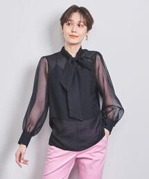 極美品✨ ドゥロワー ボウタイブラウス シアー シルク100 36 極美品✨ ドゥロワー ボウタイブラウス シアー シルク100 36