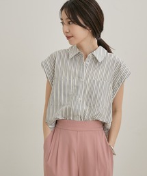 VIS | 【洗える】無地＆ストライプ袖取り外しダブルポケットシャツ(シャツ/ブラウス)