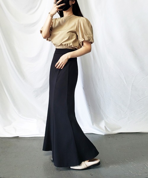 セットアップ対応 】ハイウエストバックスリットロング