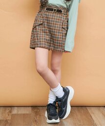 前ベルトチェックキュロット