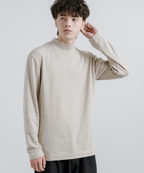 Rocky Monroe(ロッキーモンロー)の「ハイネックカットソー マイクロスムースロングスリーブTシャツ(Tシャツ/カットソー・メンズ・ブラック/オフホワイト/グレイッシュベージュ/サックスブルー・LL/L/M)」の3枚目の写真