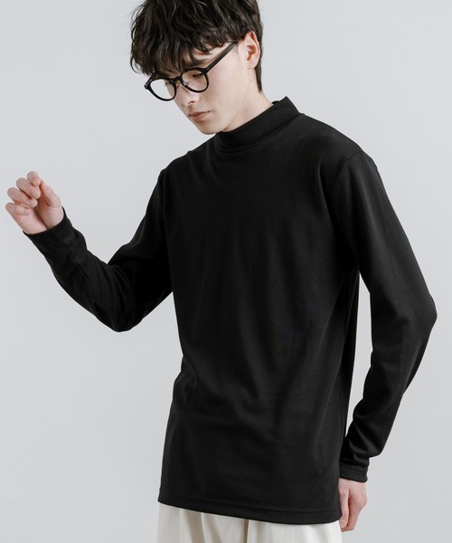 Rocky Monroe(ロッキーモンロー)の「ハイネックカットソー マイクロスムースロングスリーブTシャツ(Tシャツ/カットソー・メンズ・ブラック/オフホワイト/グレイッシュベージュ/サックスブルー・LL/L/M)」の6枚目の写真