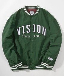 VISION STREET WEAR | 【VISION STREET WEAR/ヴィジョンストリートウェア】アーチロゴワッペン刺繍 リブライン ナイロンスタジャン/ ビッグシルエット(スタジャン)