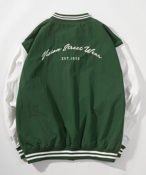 VISION STREET WEAR(ヴィジョンストリートウェア)の「【VISION STREET WEAR/ヴィジョンストリートウェア】アーチロゴワッペン刺繍 リブライン ナイロンスタジャン/ ビッグシルエット(スタジャン・メンズ・グリーン系その他/ブラック/ネイビー/ブルー系その他/グリーン・L/XL/M)」の21枚目の写真