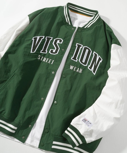 VISION STREET WEAR(ヴィジョンストリートウェア)の「【VISION STREET WEAR/ヴィジョンストリートウェア】アーチロゴワッペン刺繍 リブライン ナイロンスタジャン/ ビッグシルエット(スタジャン・メンズ・グリーン系その他/ブラック/ネイビー/ブルー系その他/グリーン・L/XL/M)」の20枚目の写真
