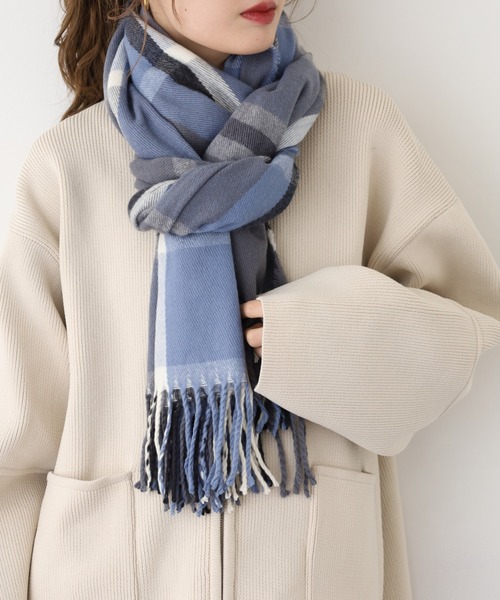 FUNALIVE（ファンアライブ）の「PAGE ONE チェック大判ストール（ストール/ショール・レディース・ブラウン/グレー/レッド/ピンク/イエロー/ブルー/グリーン/アイボリー/グリーン系その他/ブルー系その他/グレー系その他/イエロー系その他/ブラック/ベージュ/ホワイト系/ブラック系/グリーン系/パープル系/ブルー系/オレンジ系/ホワイト系1/ブラウン系/レッド系/ブラック系1/パープル系1/ベージュ系/ブルー系1/グリーン系1・FREE）」の21枚目の写真