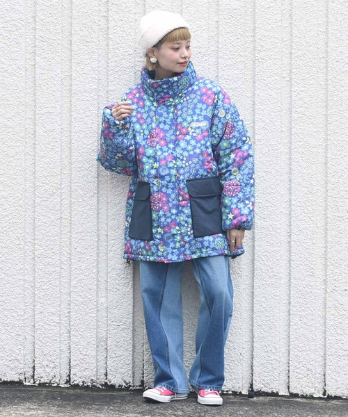 CUBE SUGAR(キューブシュガー)の「総柄中綿スタンドカラージャケット(ダウンジャケット/コート・レディース・ネイビー/グレー・M)」の21枚目の写真