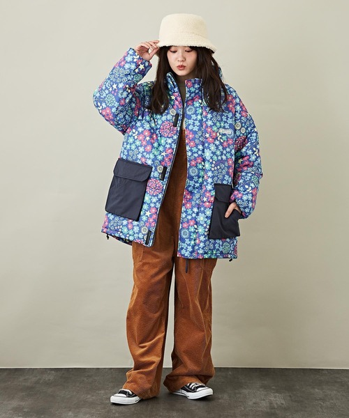 CUBE SUGAR(キューブシュガー)の「総柄中綿スタンドカラージャケット(ダウンジャケット/コート・レディース・ネイビー/グレー・M)」の14枚目の写真