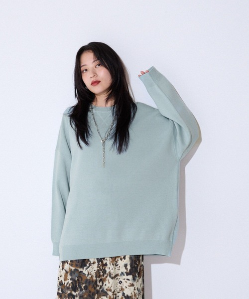 関税込   Jeans フリース ベージュカラー フード付き JEANASIS ニット セーター 12G Wジャガードボリュームスリーブ