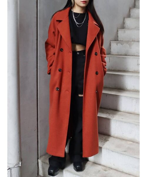 EVRIS（エヴリス）の「フェイクウールロングコート（その他アウター・レディース・ブラック/ネイビー/オレンジ/アイボリー/イエロー/ベージュ/ピンク・FREE）」の7枚目の写真