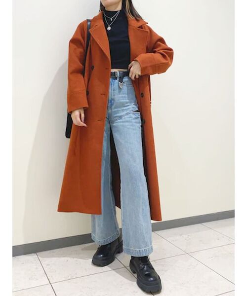 EVRIS（エヴリス）の「フェイクウールロングコート（その他アウター・レディース・ブラック/ネイビー/オレンジ/アイボリー/イエロー/ベージュ/ピンク・FREE）」の8枚目の写真