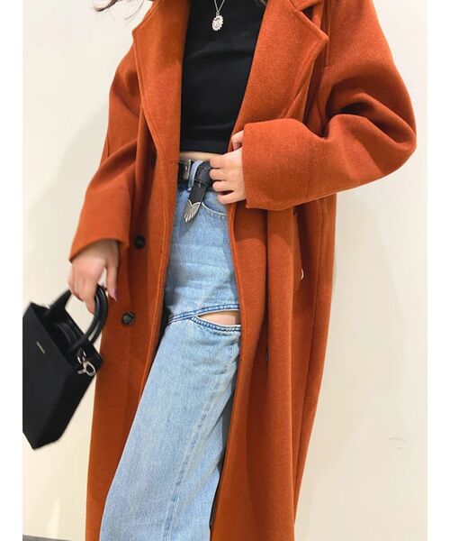 EVRIS（エヴリス）の「フェイクウールロングコート（その他アウター・レディース・ブラック/ネイビー/オレンジ/アイボリー/イエロー/ベージュ/ピンク・FREE）」の10枚目の写真